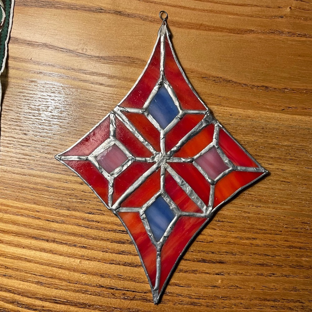 Stained Glass Red Diamond Suncatcher - Picture 4 of 6